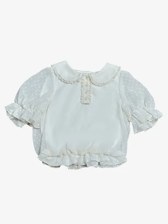 Sweet Lolita Blouses Short Sleeves Top White Lolita Top Lolita Shirt