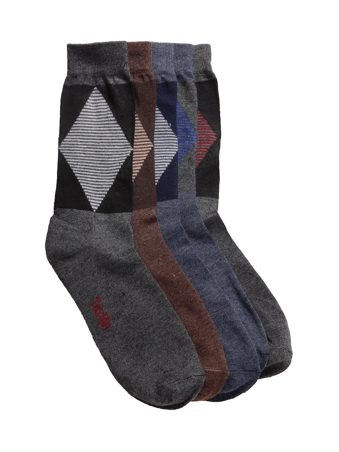 Texlon Men's Woolen Calf Length Thick Winter Wear Socks (Multicolor, Free Size) - Pack of 5 Pairs