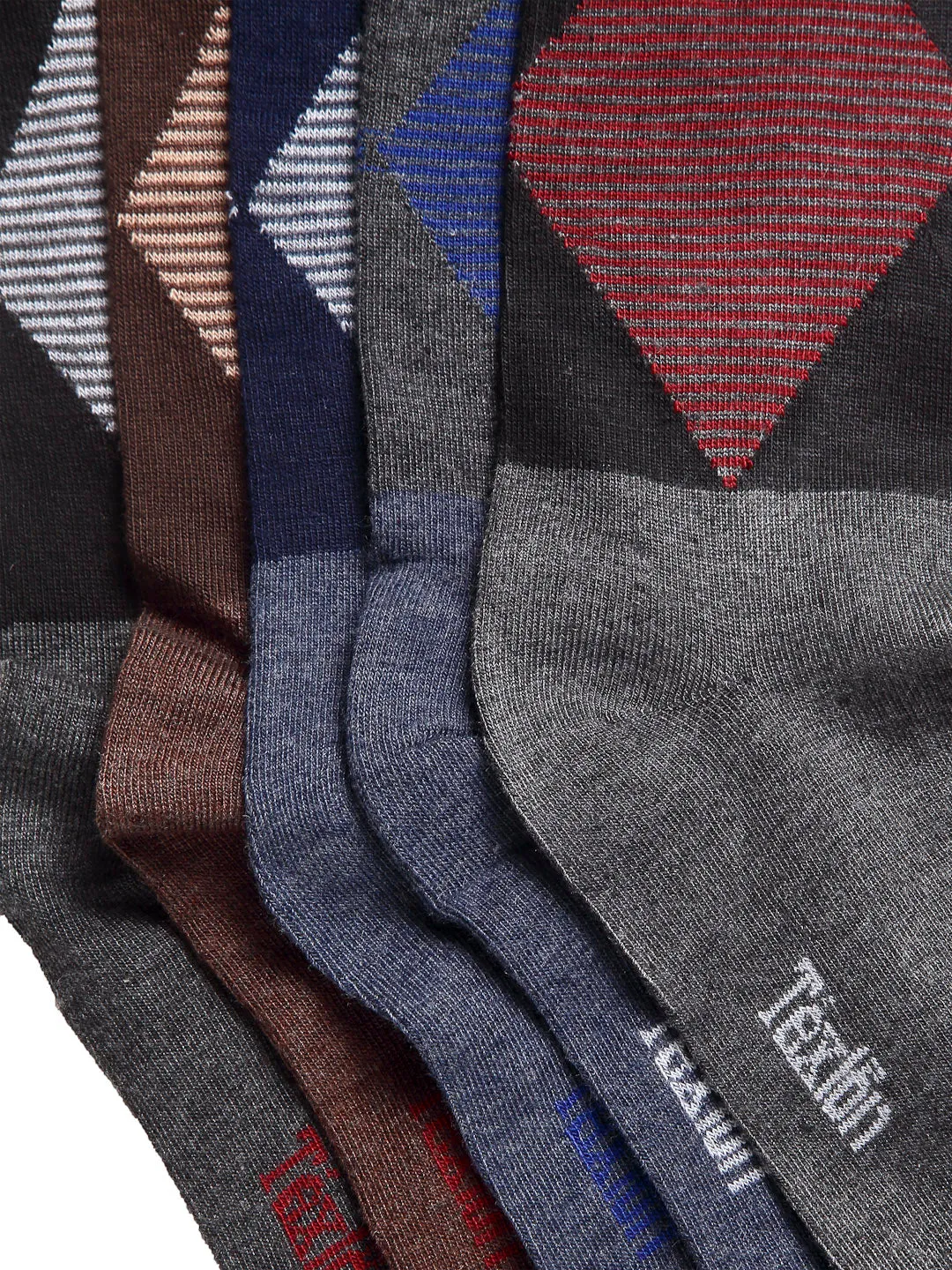 Texlon Men's Woolen Calf Length Thick Winter Wear Socks (Multicolor, Free Size) - Pack of 5 Pairs