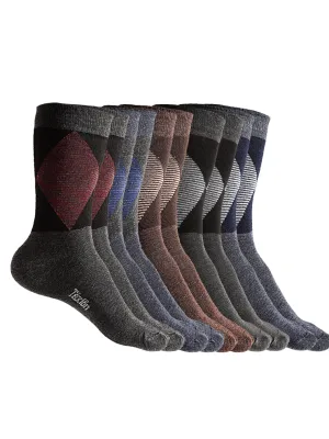 Texlon Men's Woolen Calf Length Thick Winter Wear Socks (Multicolor, Free Size) - Pack of 5 Pairs