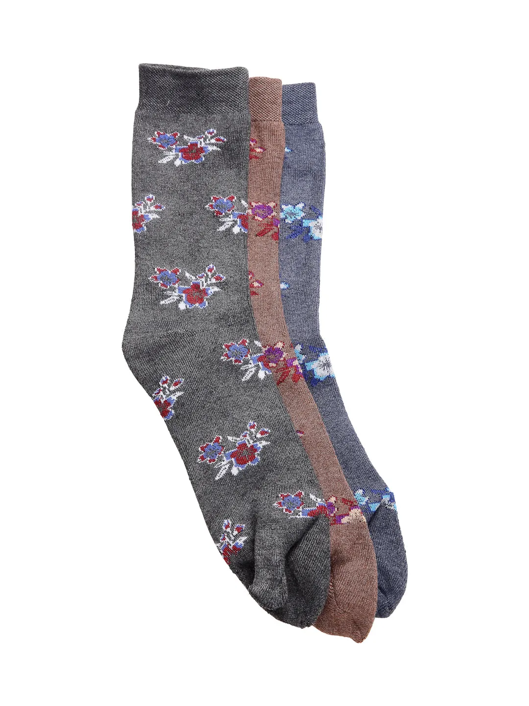 Texlon Women's Calf Length Towel Terry Thick Woolen Multicolored Thumb Socks(Pack of 3 Pairs)(Multicolored, Free Size)