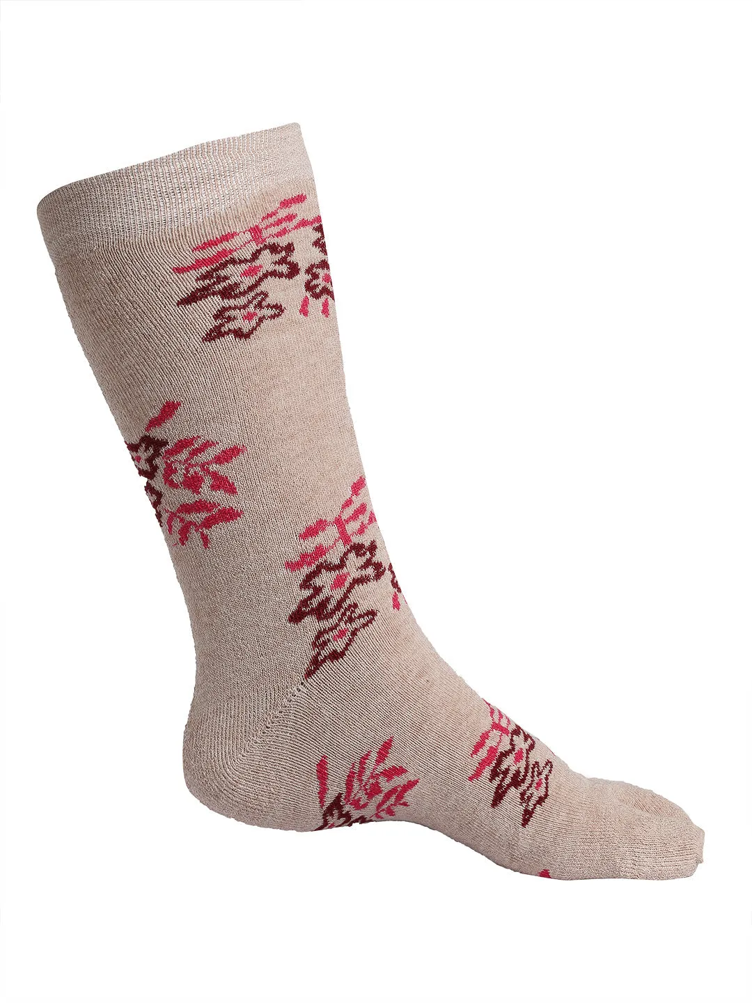 Texlon Women's Calf Length Towel Thick Woolen Thumb Multicolored Socks (Pack of 3 Pairs)