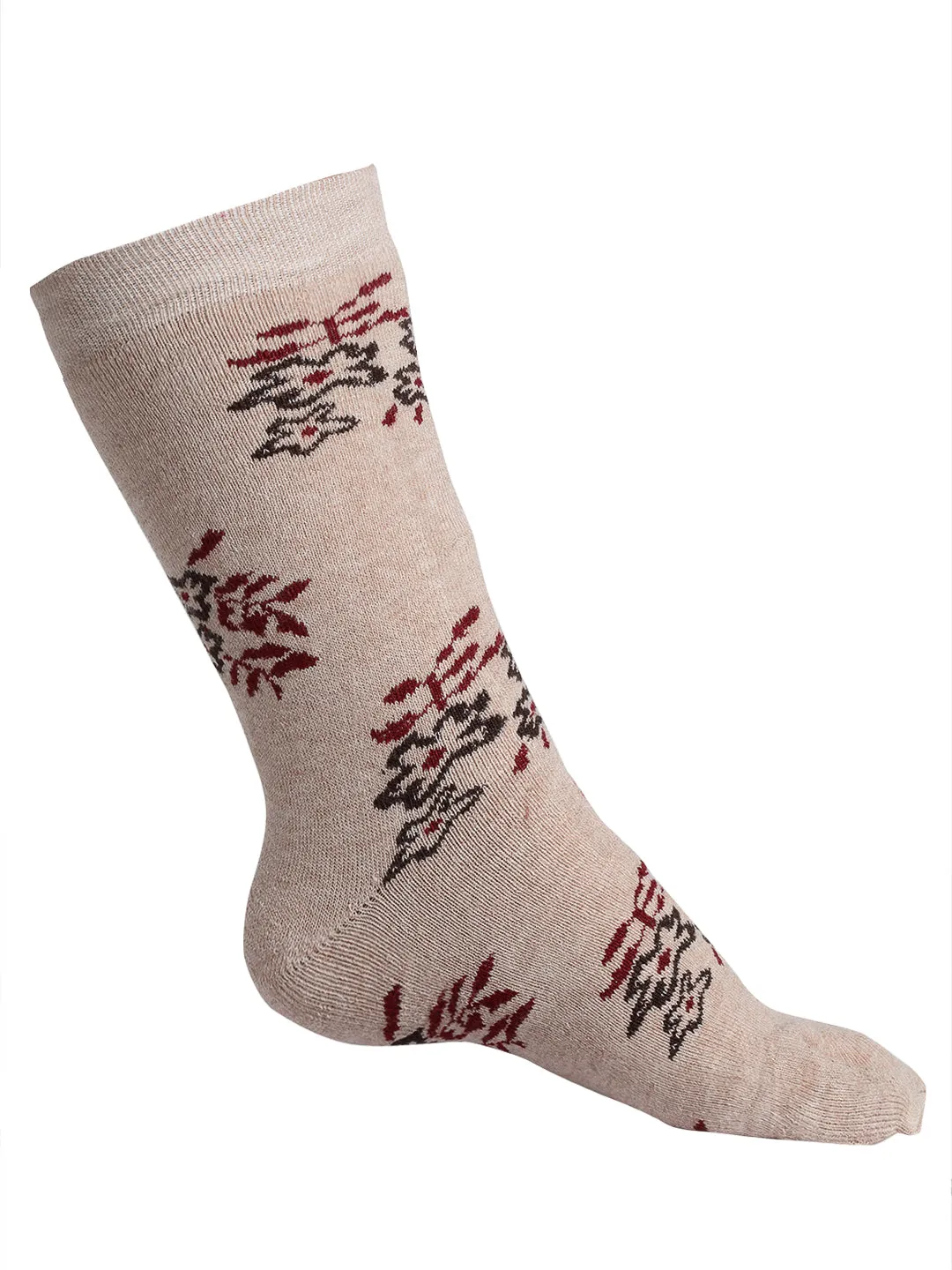 Texlon Women's Calf Length Towel Thick Woolen Thumb Multicolored Socks (Pack of 3 Pairs)