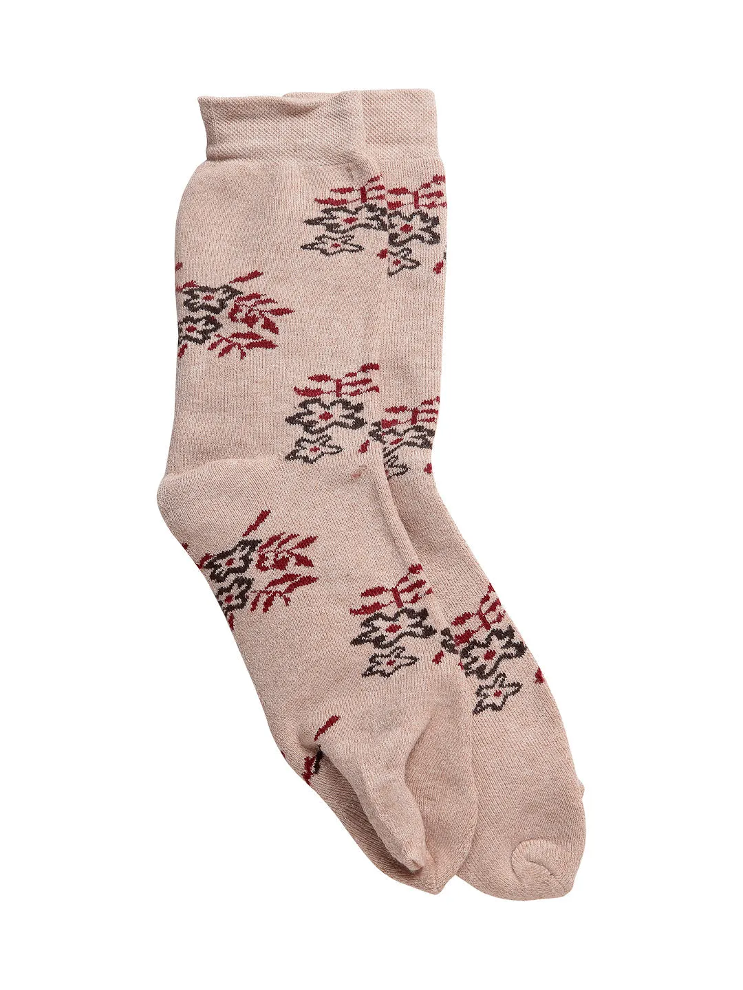 Texlon Women's Calf Length Towel Thick Woolen Thumb Multicolored Socks (Pack of 3 Pairs)