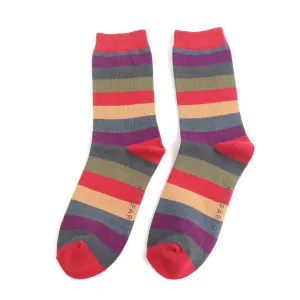 Thick Dark Stripes Bamboo Socks by Mr Heron, Size UK 7-11