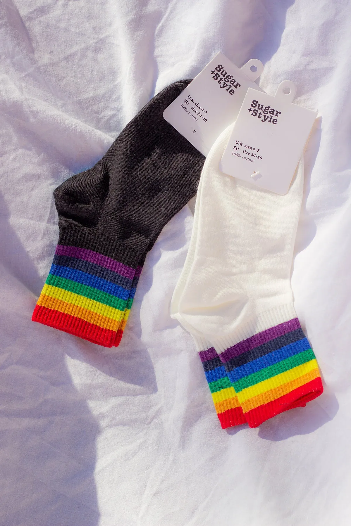 Thick Rainbow Stripe Top Socks