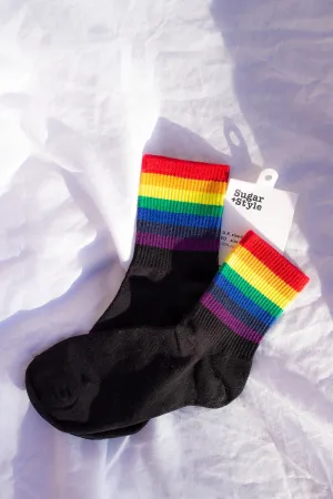 Thick Rainbow Stripe Top Socks