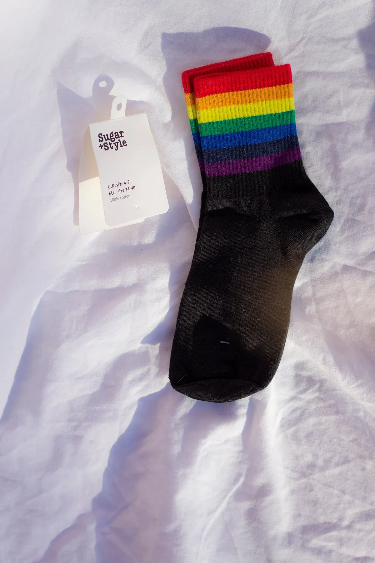 Thick Rainbow Stripe Top Socks
