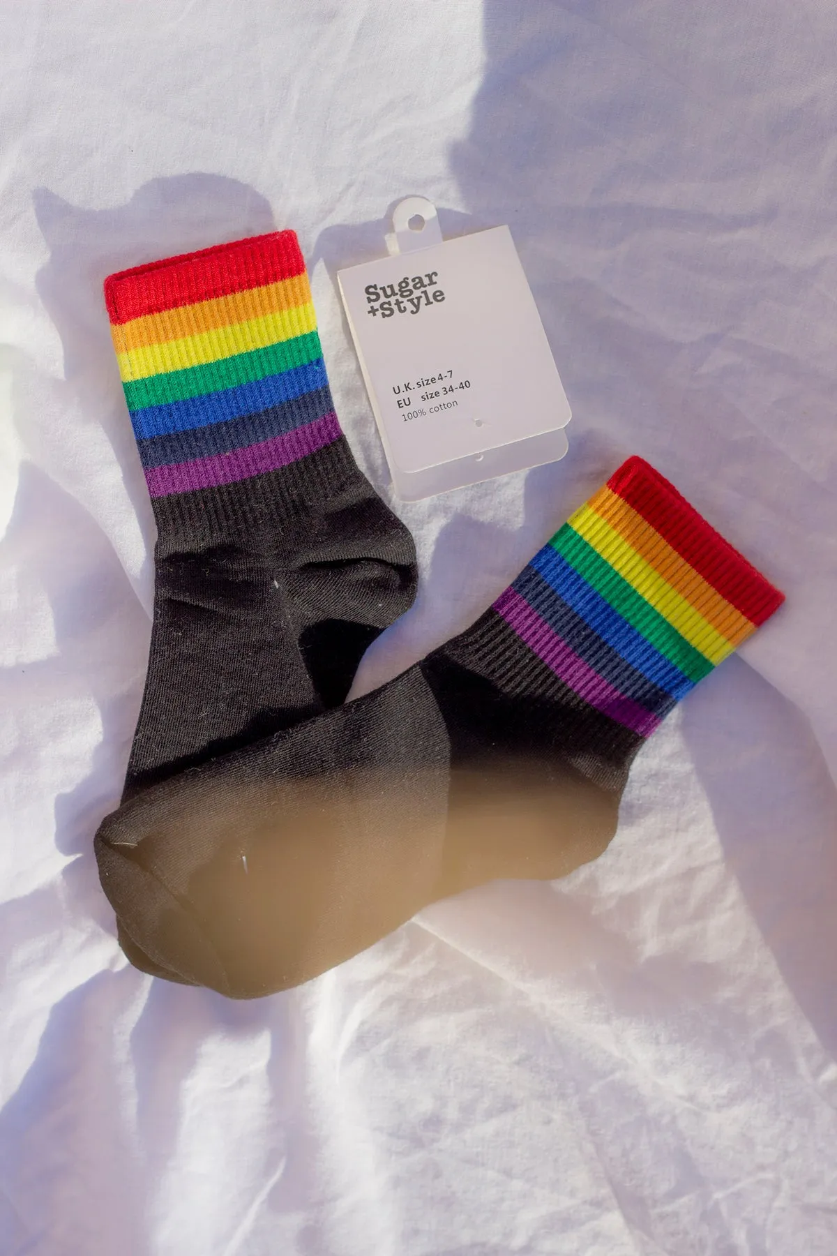 Thick Rainbow Stripe Top Socks