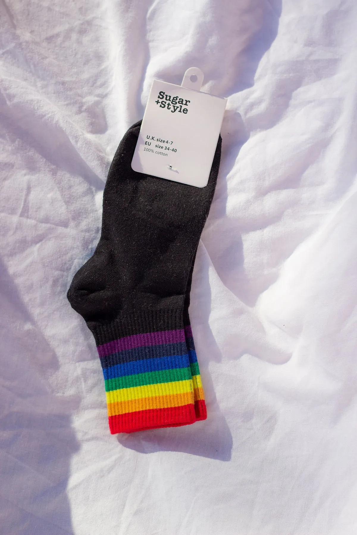 Thick Rainbow Stripe Top Socks