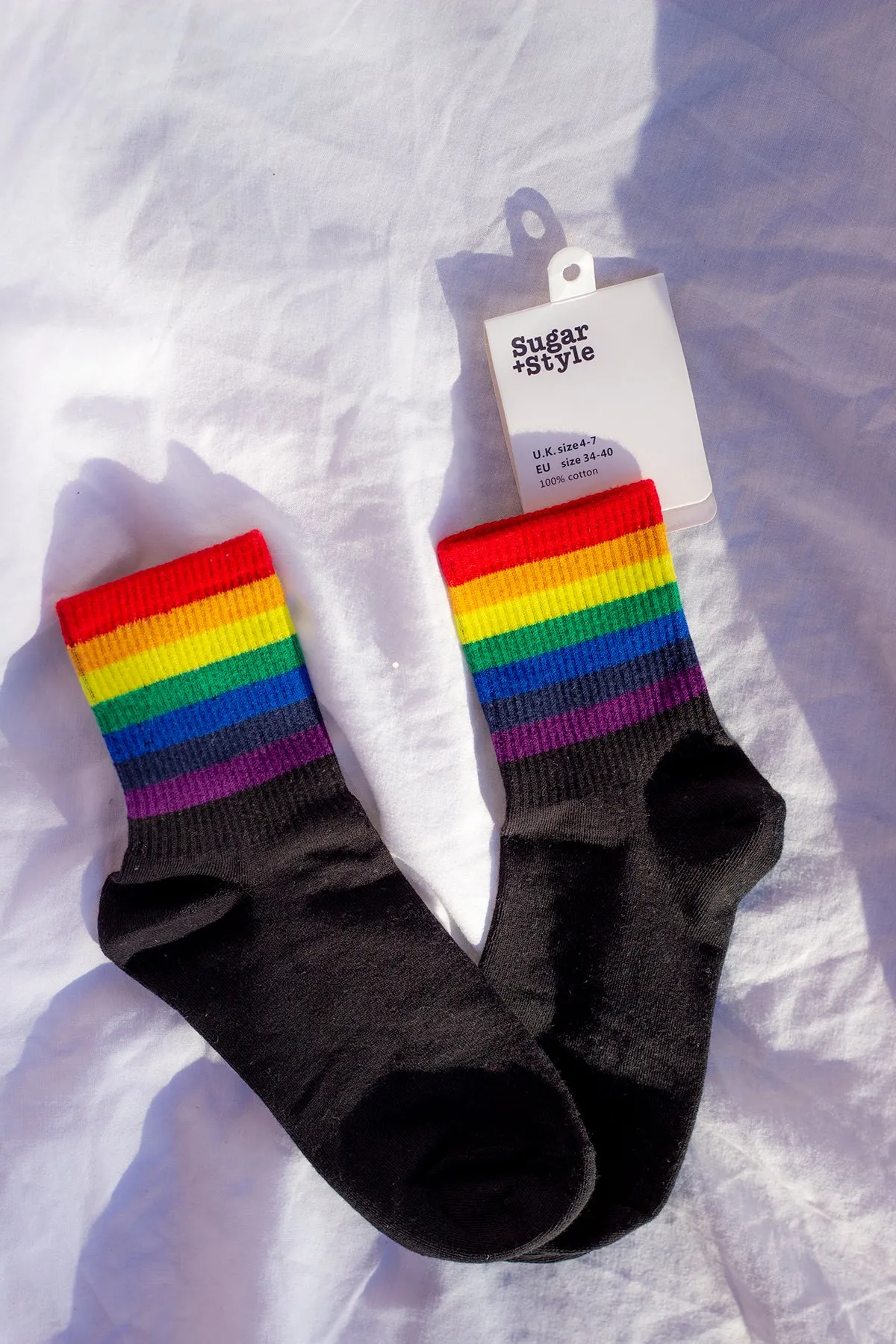 Thick Rainbow Stripe Top Socks