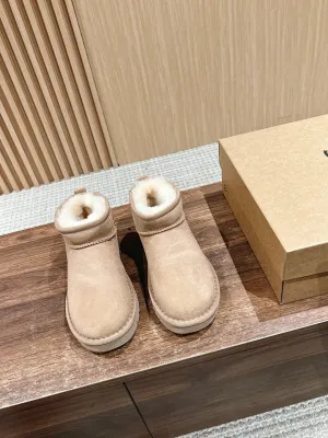 Thin-soled fur snow boots