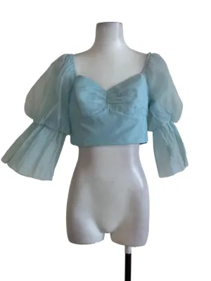 Tiffany Blue Plain Bell Sleeve Tutu Top