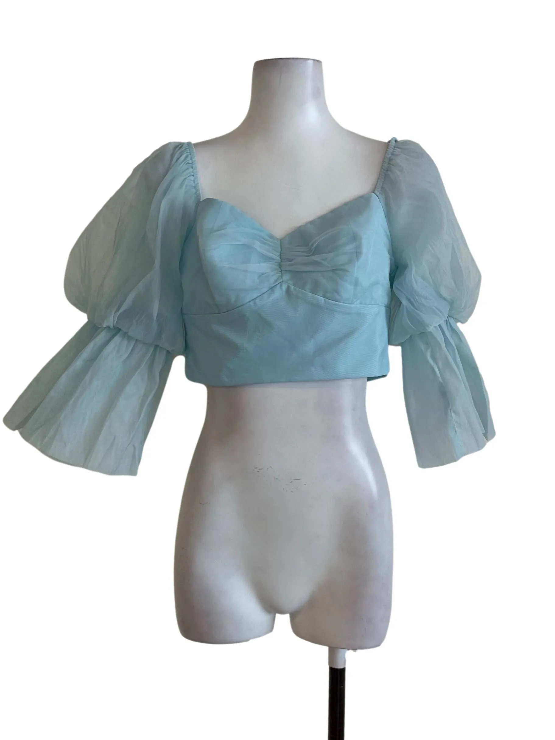 Tiffany Blue Plain Bell Sleeve Tutu Top