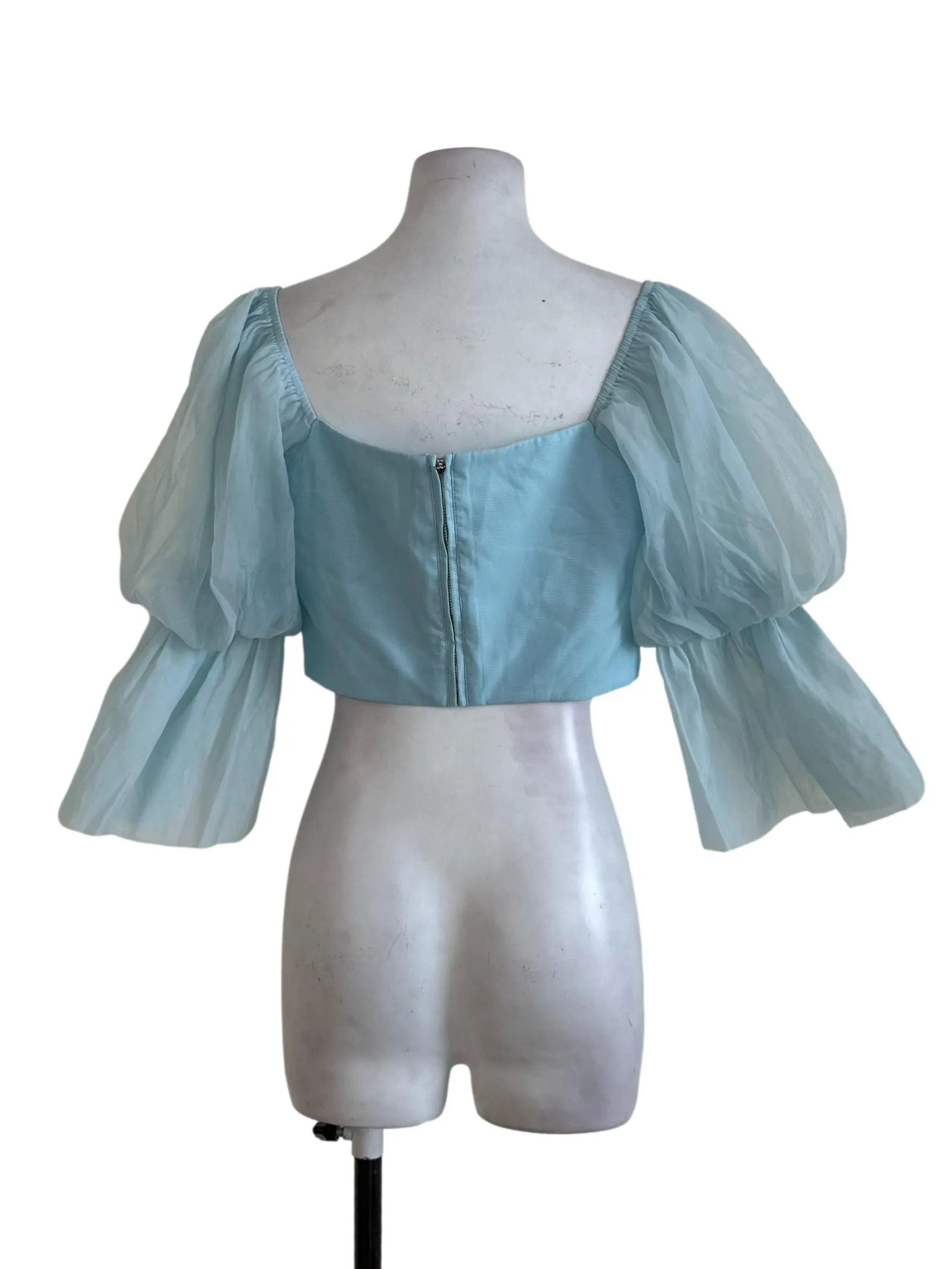 Tiffany Blue Plain Bell Sleeve Tutu Top