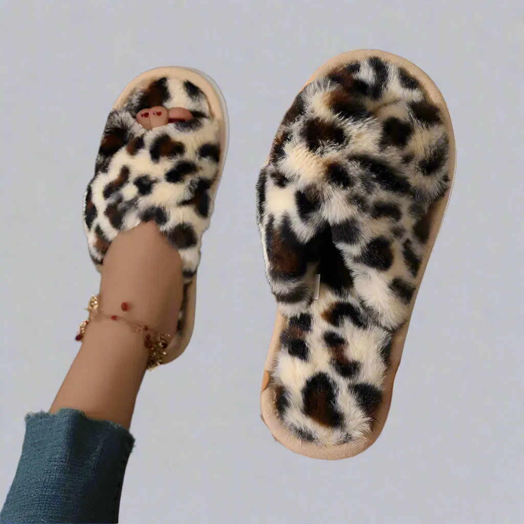 Tiffany Fluffy Cross Slippers