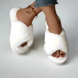 Tiffany Fluffy Cross Slippers