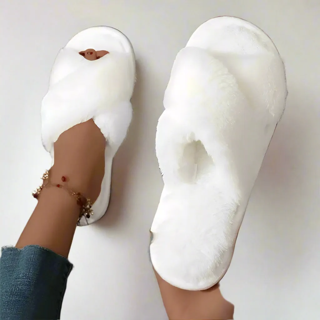 Tiffany Fluffy Cross Slippers