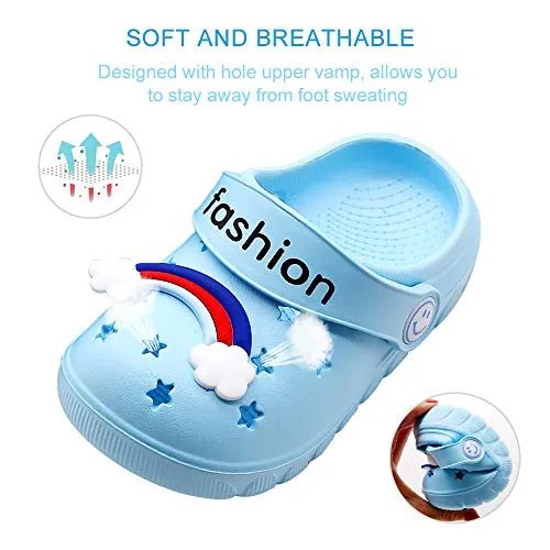 Toddler Little Kids Unicorn Sandals Non-Slip Slide Summer Slippers (Blue)
