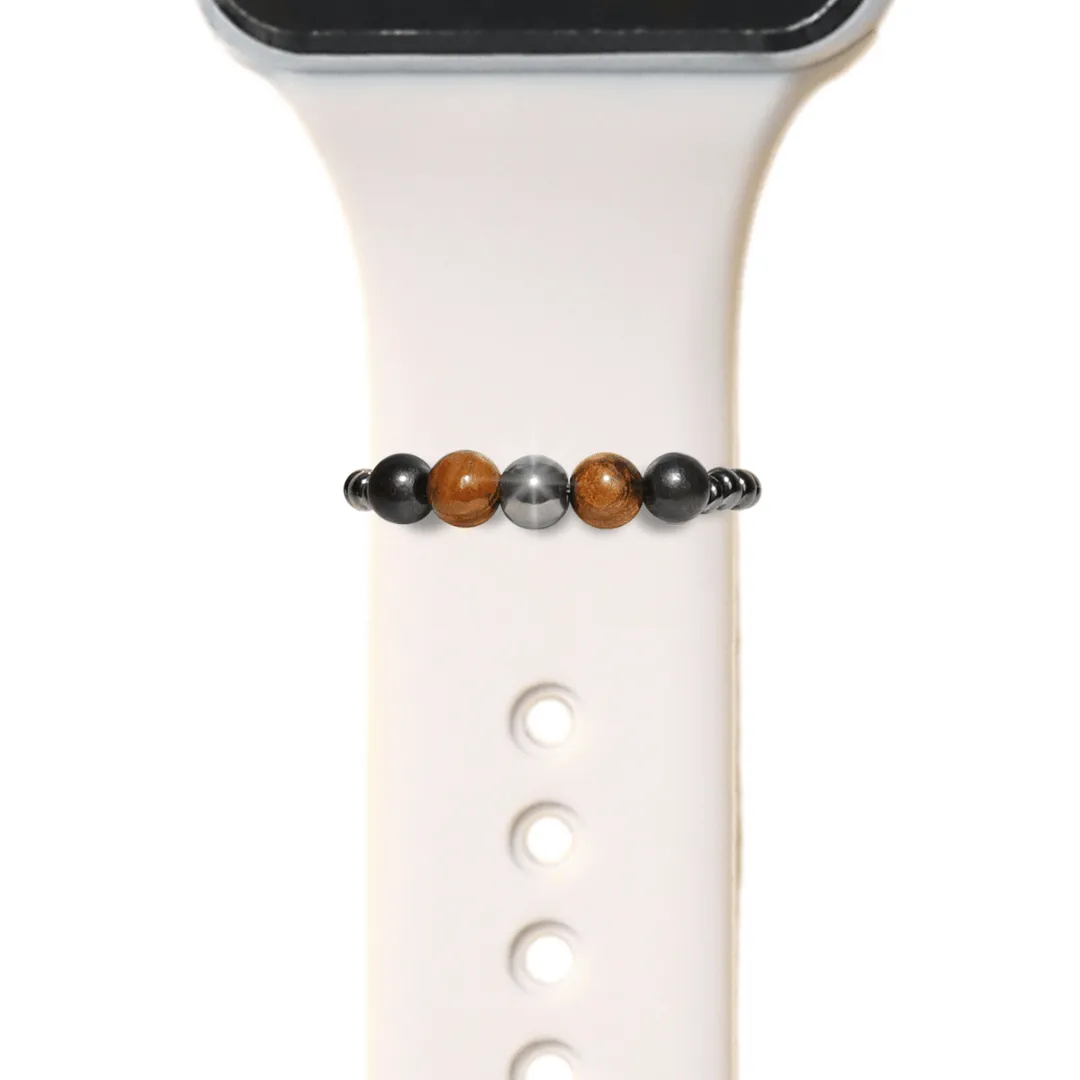 Triple Shield Smart Watch Band Charms Loops | Shungite Tigers Eye Hematite | Apple iWatch Galaxy Smartwatch Decor