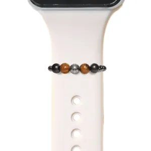 Triple Shield Smart Watch Band Charms Loops | Shungite Tigers Eye Hematite | Apple iWatch Galaxy Smartwatch Decor