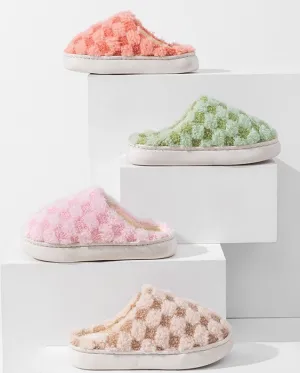 TWO COLORS ; Checkered House Slippers