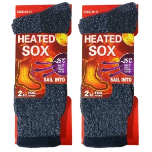 *USBingoshop 2 Pairs Men's Heat Thick Insulated Wool Winter Thermal Socks 10-13 (2PK-Blue-HS1)