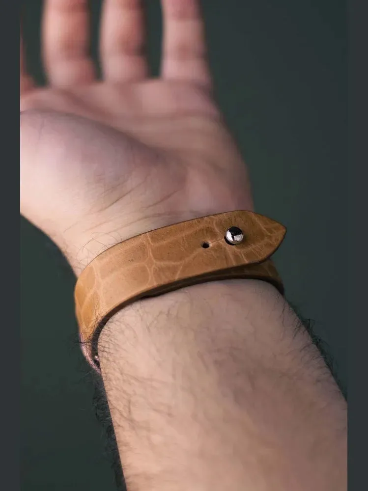 Veg-Tan Croc Leather Watch Strap - Quick Release Pins - The Hermoso