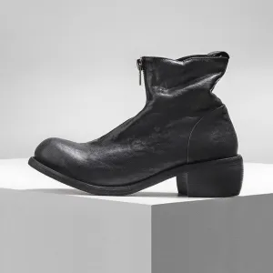 Vintage Genuine Leather Zip Boots Men Round Toe Ankle Riding Boots Luxury Brand Men Casual Shoes White High Top Sneakers 38-44