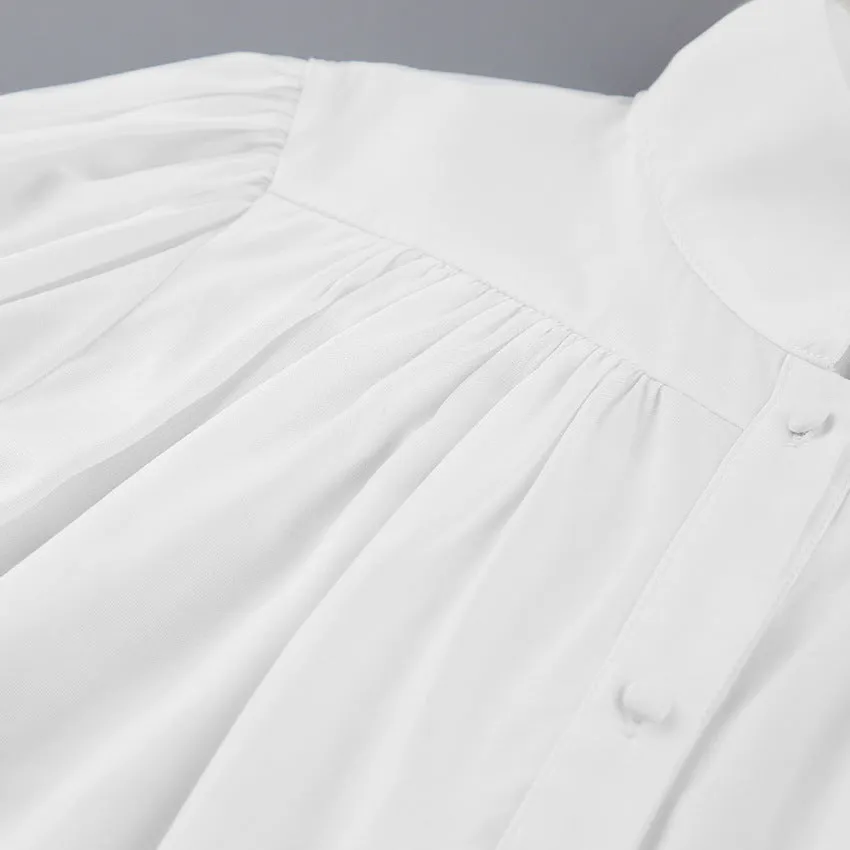 Vintage Lantern Sleeve Single-breasted Stand-up Collar Shirts