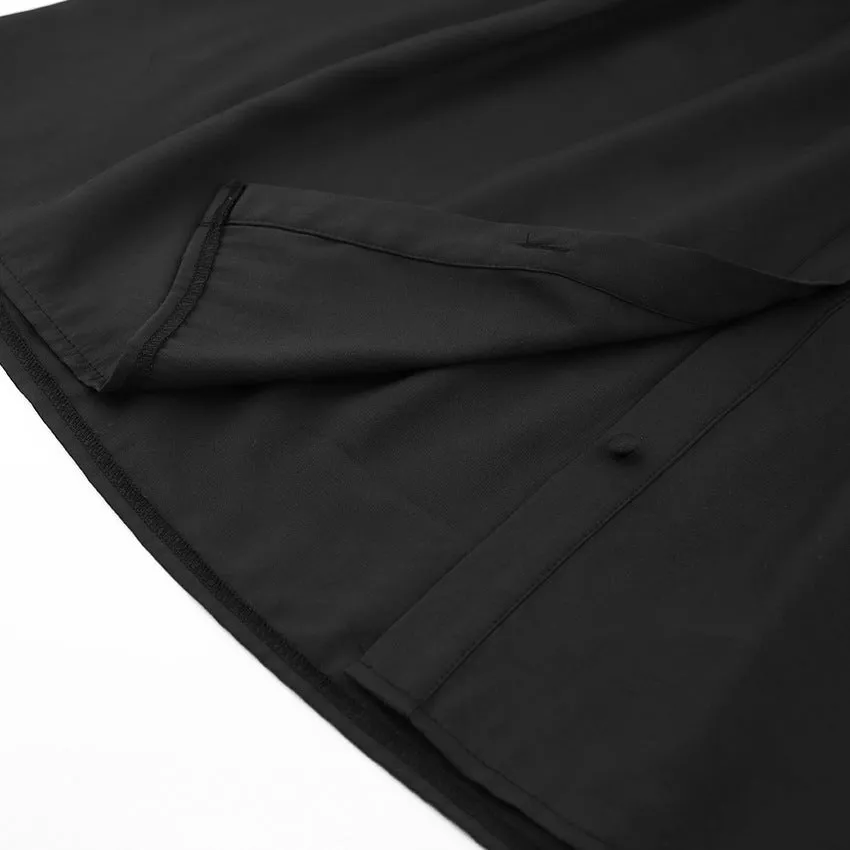Vintage Lantern Sleeve Single-breasted Stand-up Collar Shirts