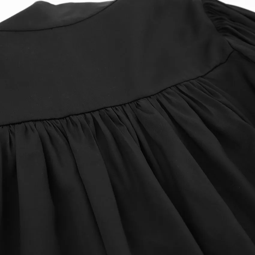 Vintage Lantern Sleeve Single-breasted Stand-up Collar Shirts