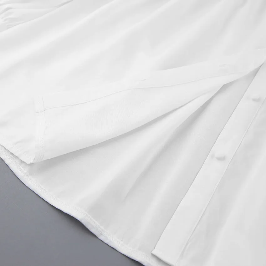 Vintage Lantern Sleeve Single-breasted Stand-up Collar Shirts