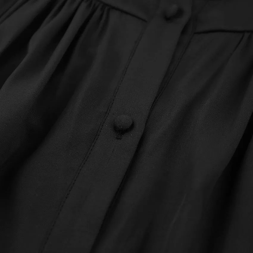 Vintage Lantern Sleeve Single-breasted Stand-up Collar Shirts