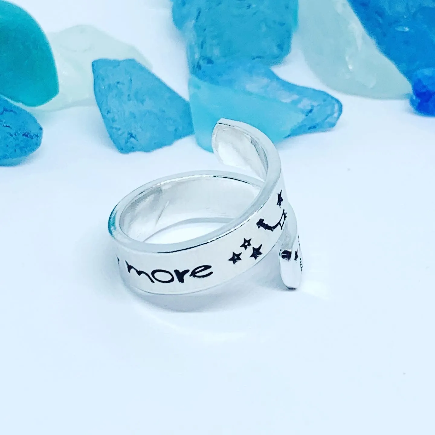 Wander More Hand Stamped Wrap Ring | Nature Lover | Outdoorsy Hiker | Gift for Her | Mountain Wrap Ring | Valentine’s Gift | Trees Mountains