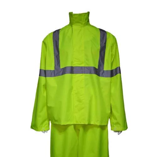 Waterproof Class 3 Reflective Tape Safety Rain Jacket