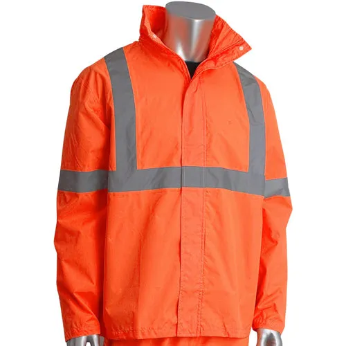 Waterproof Class 3 Reflective Tape Safety Rain Jacket