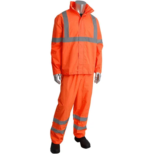 Waterproof Class 3 Reflective Tape Safety Rain Jacket