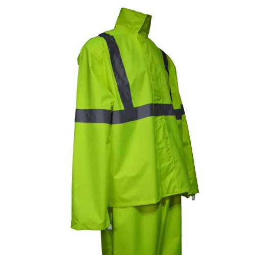 Waterproof Class 3 Reflective Tape Safety Rain Jacket