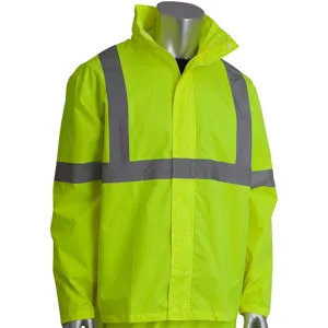 Waterproof Class 3 Reflective Tape Safety Rain Jacket
