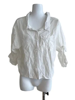 White Batwing Button Up Top