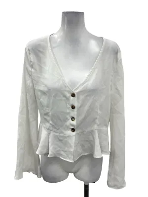 White Button Long Sleeve Top