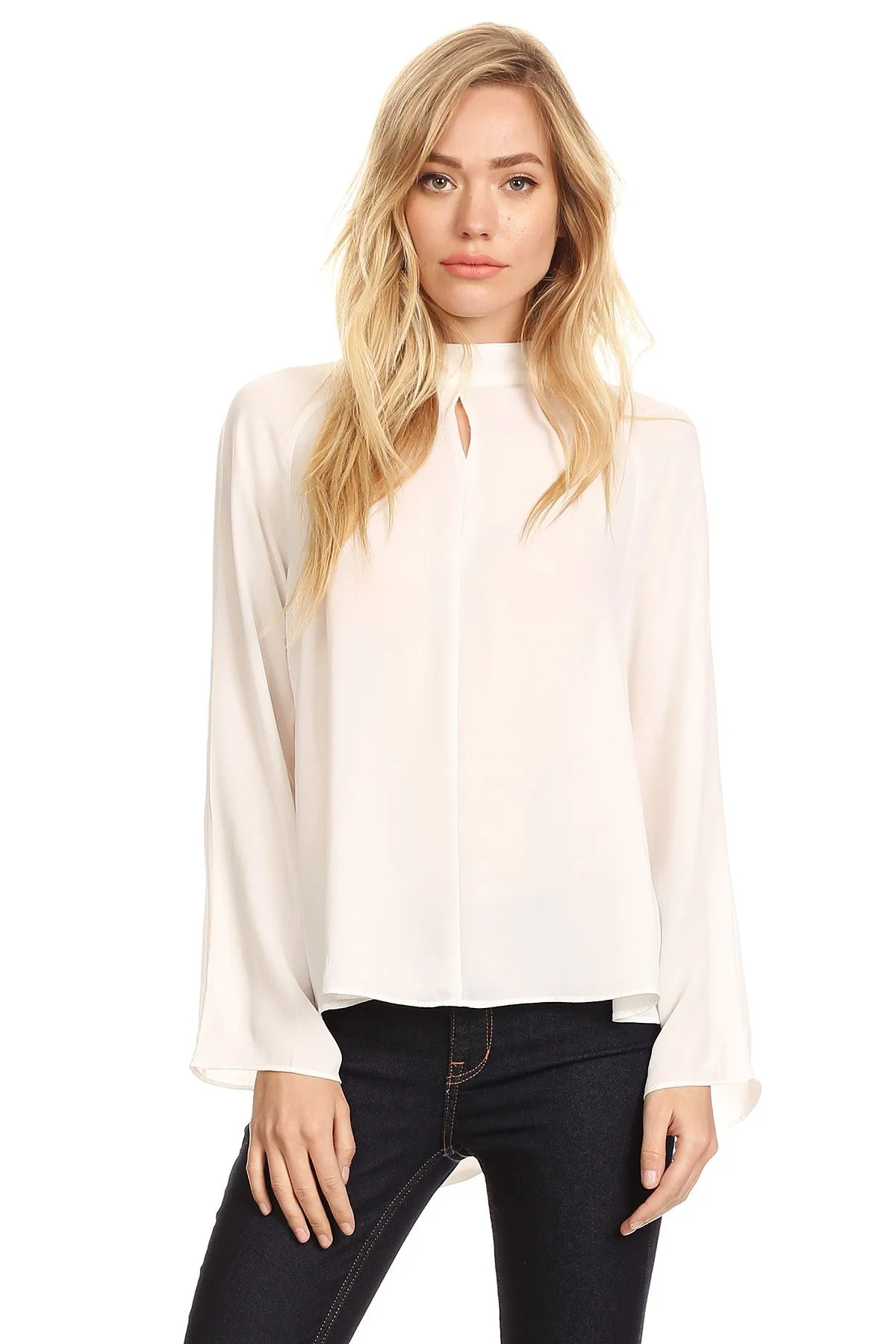 white long sleeve button down shirt