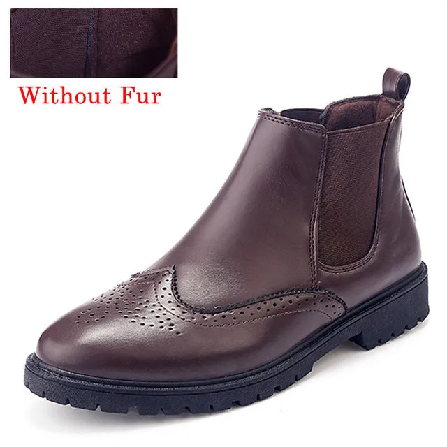 Winter Men Chelsea Boots Artificial Leather Boots Men Shoes Ankle Cowboy Boots For Men Winter Shoes Botas Hombre Erkek Bot
