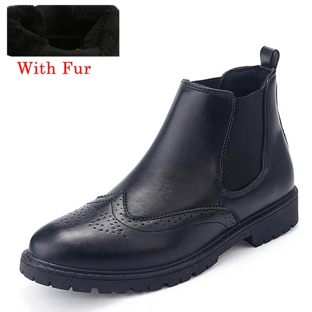 Winter Men Chelsea Boots Artificial Leather Boots Men Shoes Ankle Cowboy Boots For Men Winter Shoes Botas Hombre Erkek Bot