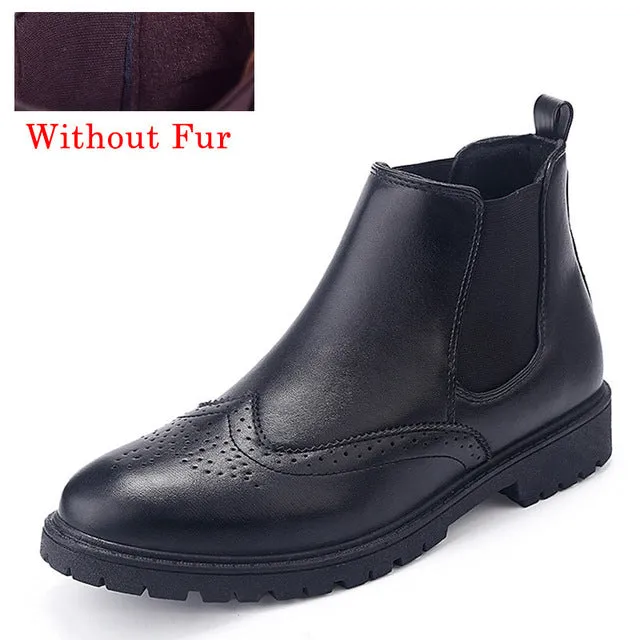 Winter Men Chelsea Boots Artificial Leather Boots Men Shoes Ankle Cowboy Boots For Men Winter Shoes Botas Hombre Erkek Bot