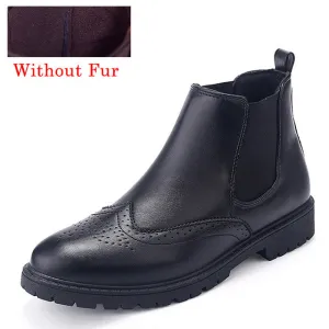 Winter Men Chelsea Boots Artificial Leather Boots Men Shoes Ankle Cowboy Boots For Men Winter Shoes Botas Hombre Erkek Bot