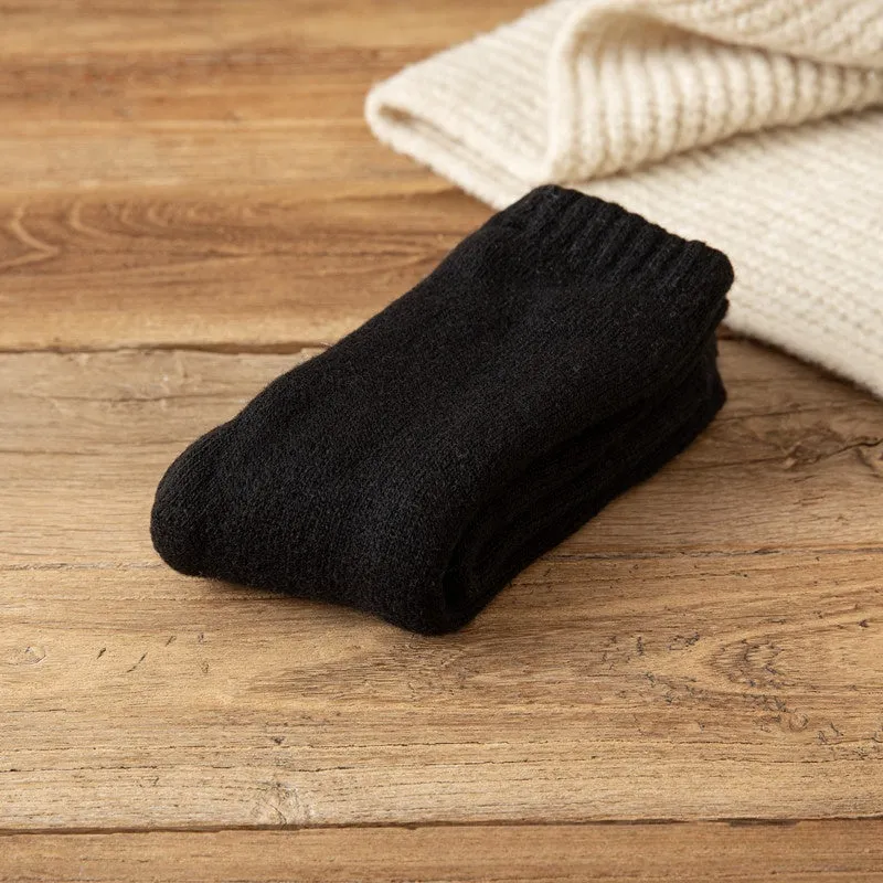 Winter Warm Padded Extra Thick Fleece Lined Fur Selvedge Female Middle Tube Socks