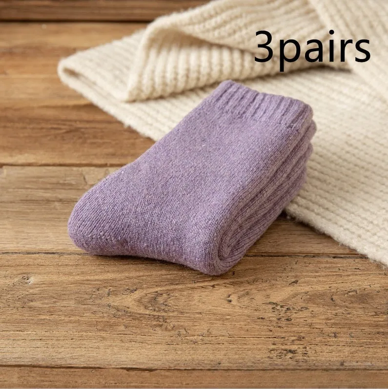 Winter Warm Padded Extra Thick Fleece Lined Fur Selvedge Female Middle Tube Socks