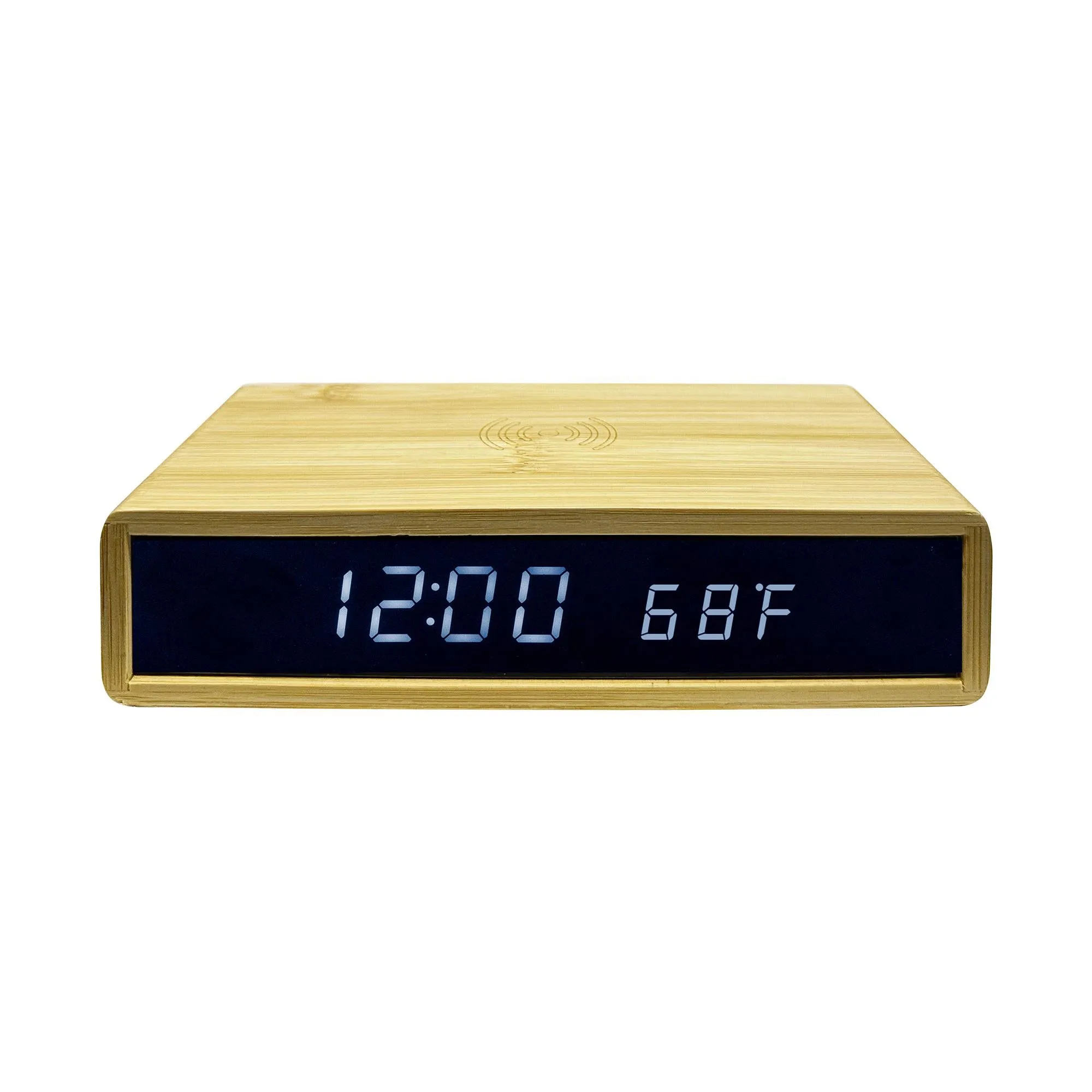 Wireless Charger Clock with LED Clock for iPhone and Samsung Galaxy, Wooden Digital Alarm Clock Charging Station